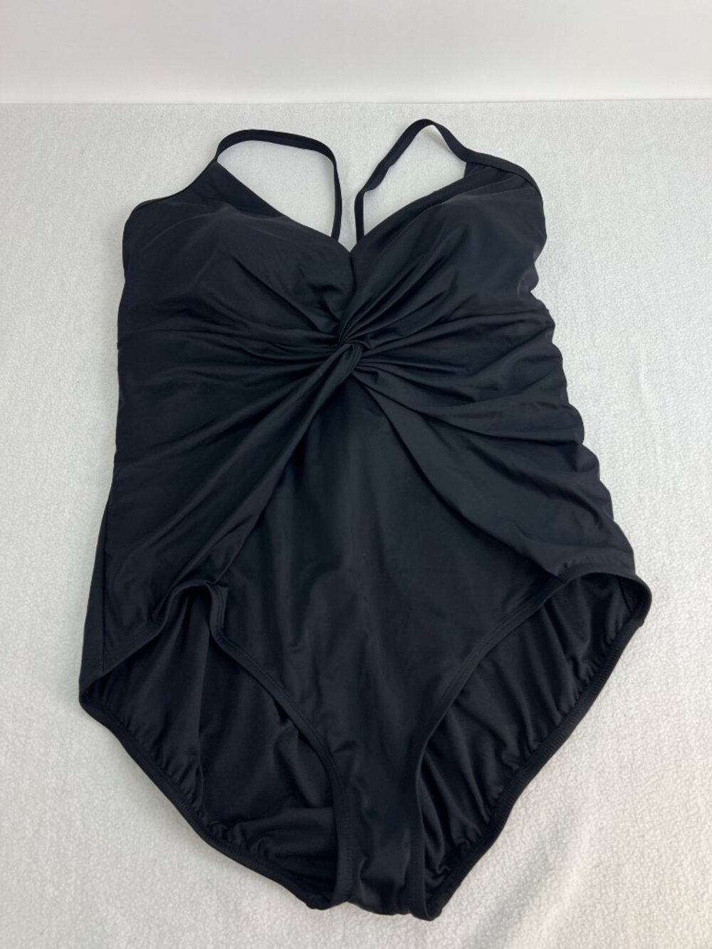 TIME And TRU Black Twist Front One Piece Swimsuit Bathing Women 3X 24W-26W